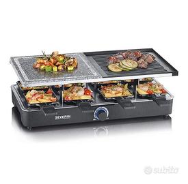 Severin raclette grill, 1300w, 8 padelle e pietra