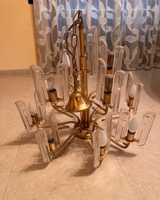 Lampadario 13 luci con diffusori trasparenti
