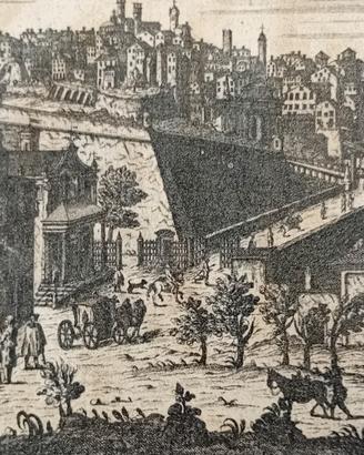 antica stampa di Bergamo rarissima xilografia 