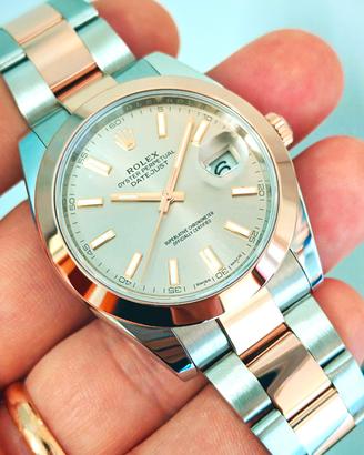 Rolex DJ 41 acc. oro rosa 126301 sundust like new