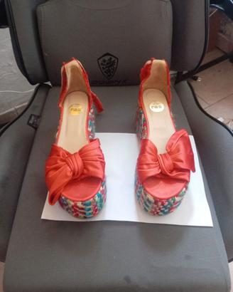 Sandali Espadrillas RAS - Rosse con Fiocco