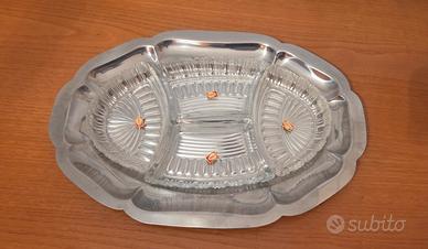 Set aperitivo vintage Cristallin vassoio 4 ciotole