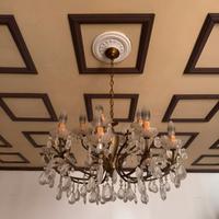 Lampadario vintage a gocce oro e bronzo - anni 50