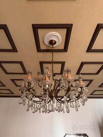 Lampadario vintage a gocce oro e bronzo - anni 50