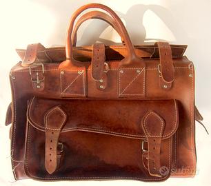 BORSONE VERO CUOIO ARTIGIANATO GRECO 1990