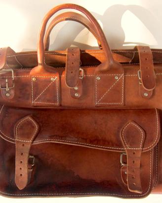 BORSONE VERO CUOIO ARTIGIANATO GRECO 1990