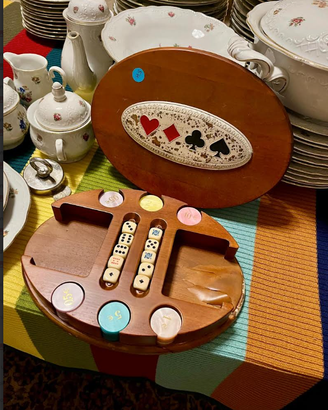 RARITA':SETgiocoPOKERinLEGNOnoceVINTAGE,daCOLLEZIO