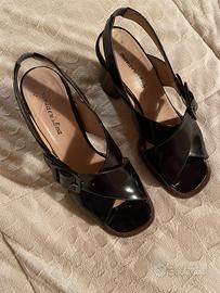 Sandali neri con tacco largo Maria Cristina