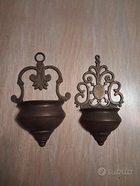 Acquasantiere vintage, epoca metà 1900, in ottone 