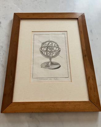 Cornice noce con stampa Astronomia vintage