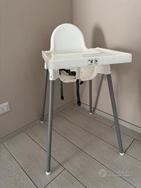 Seggiolone ANTILOP IKEA Bianco Con Vassoio E Cintura Di Sicurezza - Design Semplice E Pratico