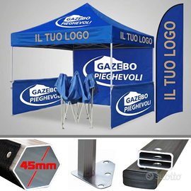 Gazebo 3x3 blu alluminio eventi personalizzabile