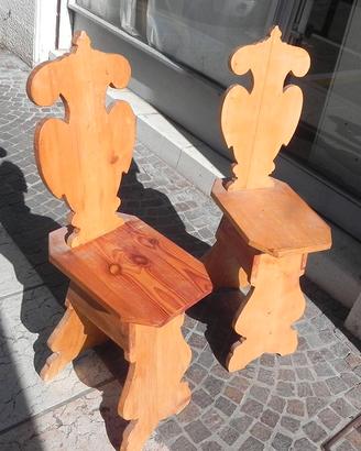 Coppia di Sedie tirolesi in pino massiccio