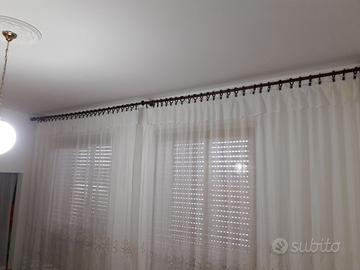 7 BASTONI TENDE in Legno 2/4 mt + 100 ANELLI GANCI