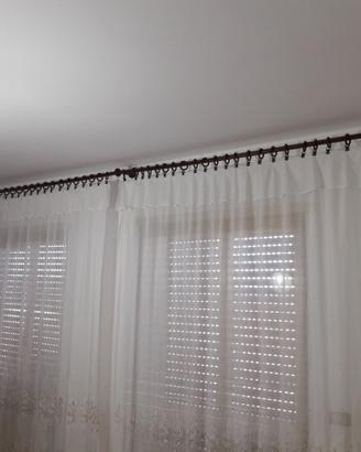 7 BASTONI TENDE in Legno 2/4 mt + 100 ANELLI GANCI