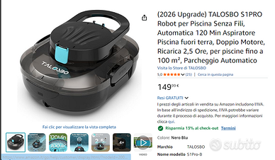 PULITORE PER PISCINA NUOVO SIGILLATO