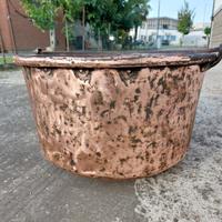 Paiolo rame diametro 63 con piedistallo coperchio