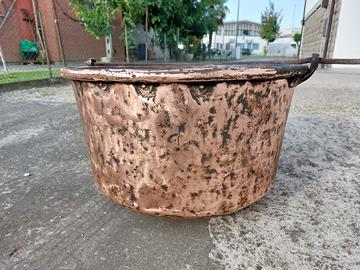 Paiolo rame diametro 63 con piedistallo coperchio