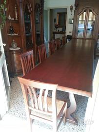 tavolo in legno massiccio 4 metri aperto,piu 6 sed