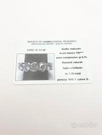 Anello oro 18KT con diamanti ct 1.10 tot; VVS1 G.