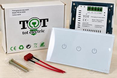 Interruttore Touch Triplo Vetro Bianco 3 Pulsanti