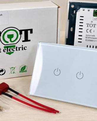 Interruttore Touch Triplo Vetro Bianco 3 Pulsanti