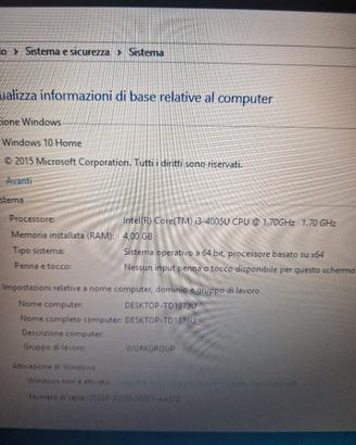 notebook acer core i3 4a 4gb ram SSD da 240gb