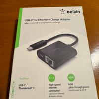 Adattatore USB-C a Ethernet + charge adapter