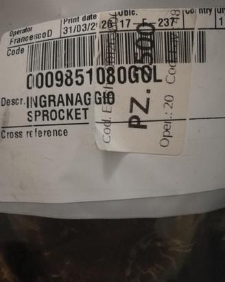 Ingranaggio Claas pignone 0009851080