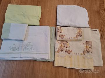 Set biancheria lenzuola+coperte lettino