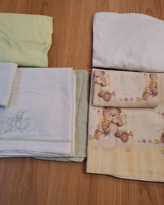 Set biancheria lenzuola+coperte lettino