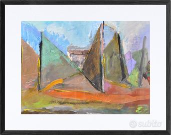 Quadro Dipinto Paesaggio acrilico incorniciato