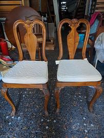 Coppia sedie Chippendale paglia di Vienna, cuscini