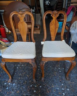 Coppia sedie Chippendale paglia di Vienna, cuscini