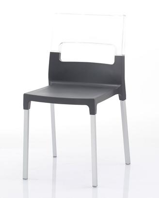 1 Sedia Diva Scab Antracite con schienale Trasp.