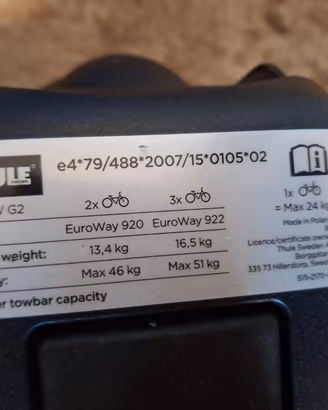 Portabici Thule 2 biciclette