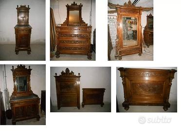 CAMERA DA LETTO IN NOCE DATABILE FINE '800