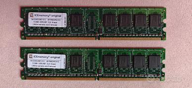 RAM per PC e MAC 2x512 MB DDR-2 PC2-5300 667 Mhz