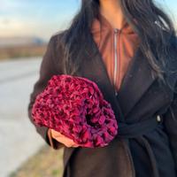 clutch bag in velluto bordeaux  16 cm