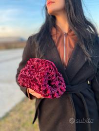 clutch bag in velluto bordeaux  16 cm