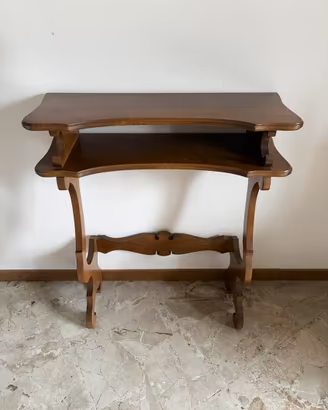 Consolle vintage in legno doppio ripiano
