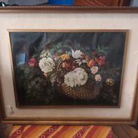 quadro su seta cm 46 x 34 "cesto"