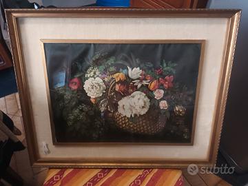 quadro su seta cm 46 x 34 "cesto"