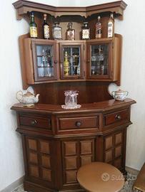 Mobile angolo bar in legno massiccio