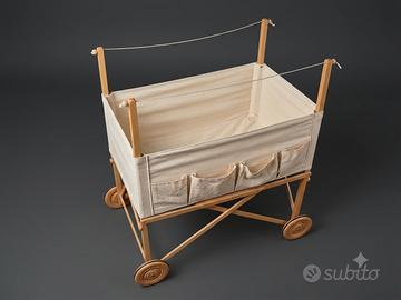 Culla Richiudibile con Ruote in Legno