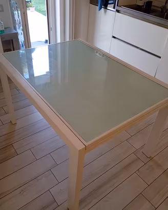 tavolo da pranzo bianco con vetro 