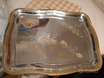 Vassoio in oro 24 ed acciaio 18/10