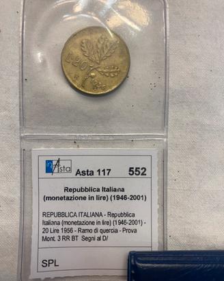20 lire 1956 Prova