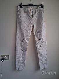 Pantaloni Jeans Uomo Bianchi Strappati