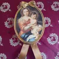 Quadretto su legno Dama con bimbo 